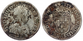 (Silver, 2,17g, 21mm) FRANCE, Ludovicus XIIII, 1/12 Ecu (10 Sols) Dated 1644 AD. Paris, 1644 
LVD·XIIII·D·G· FR·ET·NAV·REX Louis XIV child head lauree...