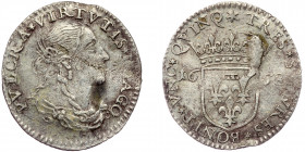 Italian States, ( Silver. 1.52 g. 22 mm Lucca (Republic). 1668. Anonymous AR Luigino. Imitating Anne-Marie-Louise, 
draped female bust to right
Rev: c...