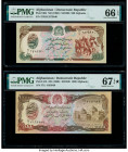 Afghanistan Afghanistan Bank 500; 1000 Afghanis ND (1990) / SH1369 Pick 60b; 61b Two Examples PMG Gem Uncirculated 66 EPQ; Superb Gem Unc 67 EPQ S. 

...