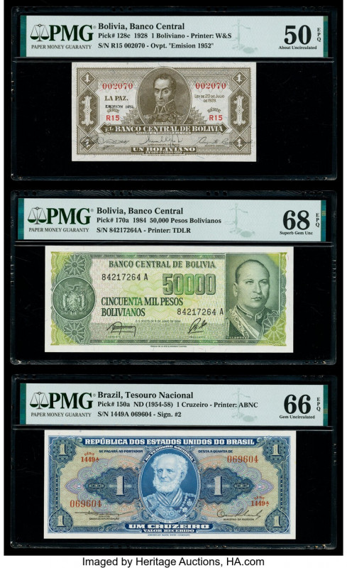 Bolivia, Brazil & Mexico Group Lot of 6 Graded Examples PMG Gem Uncirculated 66 ...