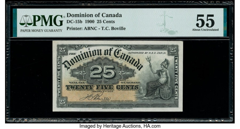 Canada Dominion of Canada 25 Cents 2.1.1900 DC-15b PMG About Uncirculated 55. 

...