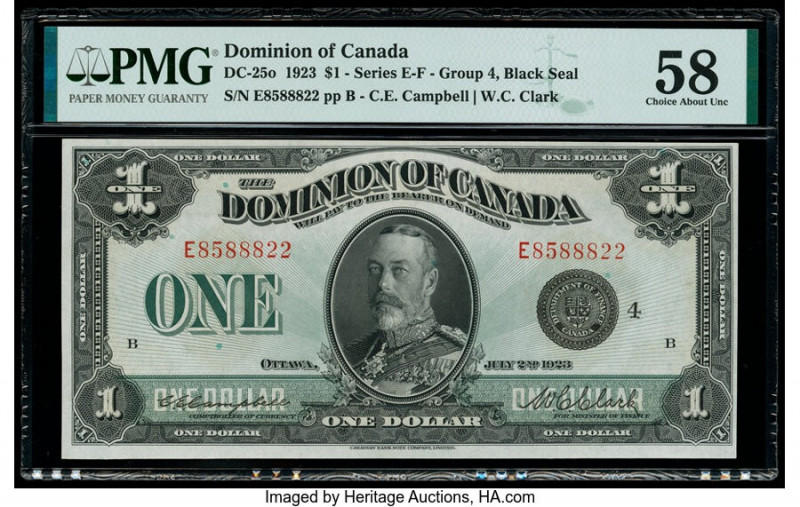 Canada Dominion of Canada $1 2.7.1923 DC-25o PMG Choice About Unc 58. 

HID09801...