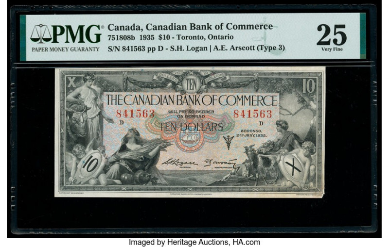 Canada Toronto, ON- Canadian Bank of Commerce $10 2.1.1935 Ch.# 75-18-08b PMG Ve...