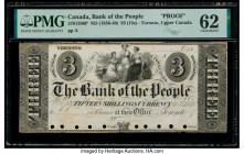 Canada Bank of the People, Toronto $3 ND (1836-40) Ch.# 570-12-06P Proof PMG Uncirculated 62. Several POCs are present on this example.

HID0980124201...