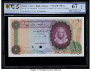 Egypt Central Bank of Egypt 10 Pounds ND (1961-65) Pick 41cts Color Trial Specimen PCGS Banknote Superb Gem UNC 67 OPQ. Red Specimen overprints and on...