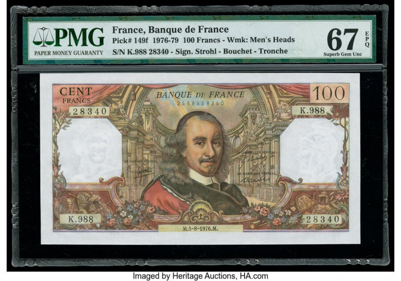 France Banque de France 100 Francs 5.8.1976 Pick 149f PMG Superb Gem Unc 67 EPQ....