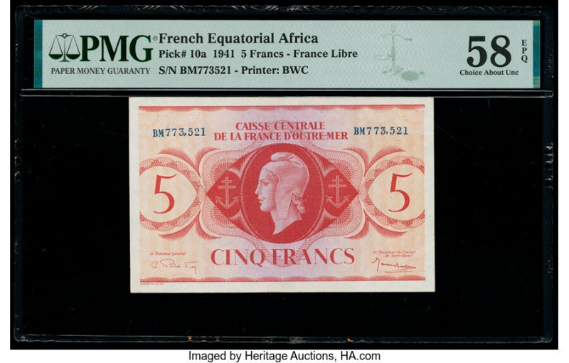 French Equatorial Africa Caisse Centrale de la France Libre 5 Francs 1941 Pick 1...