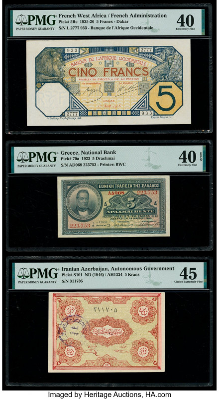 French West Africa Banque de l'Afrique Occidentale 5 Francs 1.8.1925 Pick 5Bc PM...