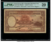 Hong Kong Hongkong & Shanghai Banking Corp. 5 Dollars 2.1.1933 Pick 173b PMG Very Fine 20. Minor repairs are noted on this example.

HID09801242017

©...