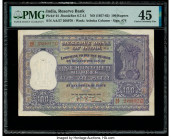 India Reserve Bank of India 100 Rupees ND (1957-62) Pick 44 Jhun6.7.4.1 PMG Choice Extremely Fine 45. Staple holes at issue, spindle holes and pinhole...