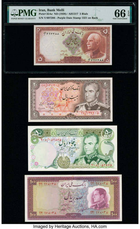 Iran Group of 4 Examples PMG Gem Uncirculated 66 EPQ (1); Crisp Uncirculated (3)...