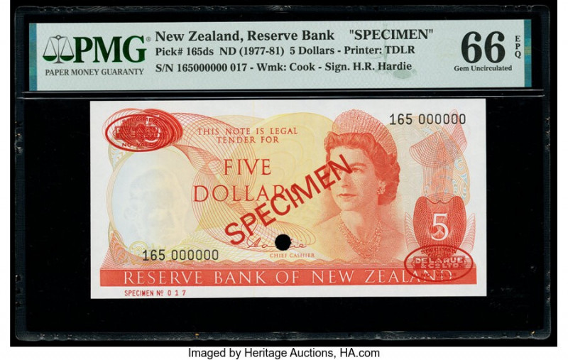 New Zealand Reserve Bank of New Zealand 5 Dollars ND (1977-81) Pick 165ds Specim...