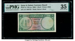 Qatar & Dubai Currency Board 1 Riyal ND (ca. 1960) Pick 1a PMG Choice Very Fine 35. Stains are noted on this example.

HID09801242017

© 2020 Heritage...