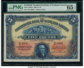 Scotland Commercial Bank of Scotland Ltd. 5 Pounds 3.3.1942 Pick S328b PMG Gem Uncirculated 65 EPQ. At the time of cataloging this example holds the h...