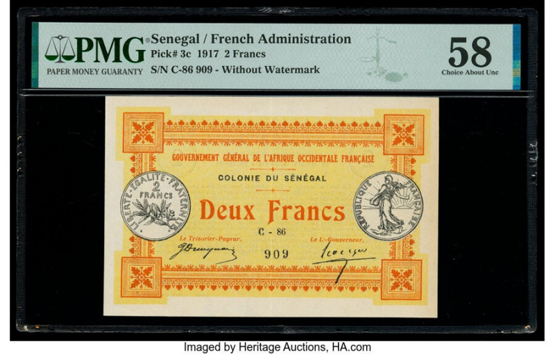 Senegal Gouvernment General de l'Afrique Occidentale Francaise 2 Francs 11.2.191...