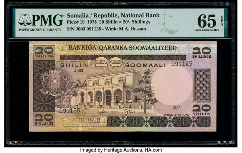 Somalia Somali National Bank 20 Shilin = 20 Shillings 1975 Pick 19 PMG Gem Uncir...