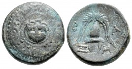 Bronze AE
Macedonian Kingdom, Salamis, Philip III Arrhidaios, c. 323-317 BC, Macedonian shield, with facing gorgoneion on boss. / B - A. Helmet; doub...