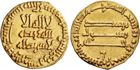 Dinar AV
Abbasid Caliphate, Al-Mansur, AH 157 (AD 773/774), without mint
19 mm, 4,08 g
Bernardi 51