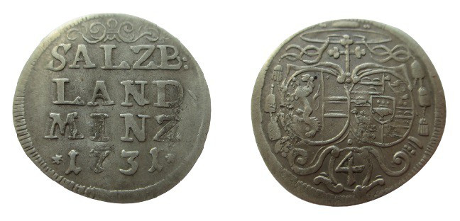 4 Kreuzer AR
Salzburg, Erzbistum, Leopold Anton Eleutherius von Firmian (1727-1...