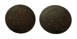 1 Heller
Frankfurt, 1773
21 mm, 1,75 g