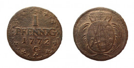 1 Pfennig
Sachsen, 1772 C
20 mm, 2,72 g