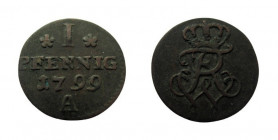 1 Pfennig
1799
15 mm, 0,62 g