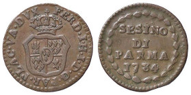 Sesino
Parma, 1784, Ferdinando di Borbone (1765-1802)
17 mm, 1,20 g
CNI 44/51; Mont. 98 CU