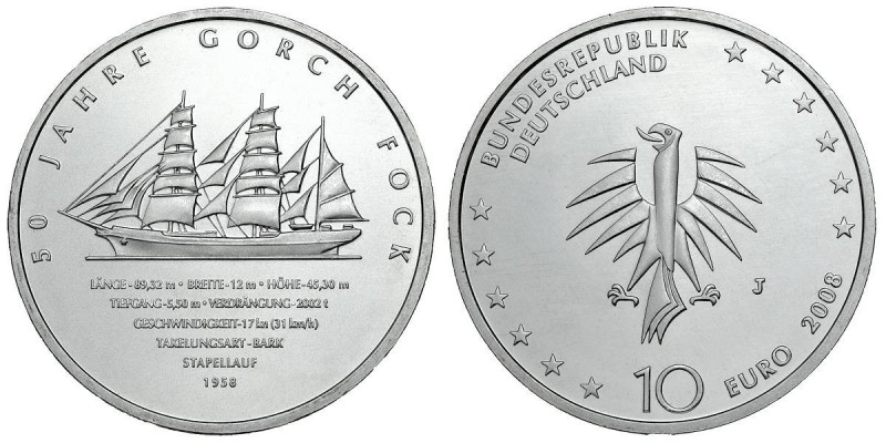 10 Euro AR
50 Jahre Segelschulschiff Gorch Fock 1958-2008