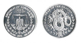 250 Shillings
Somaliland, ¼ Oz, Year of the Dragon, 2012, Silver 999/1000
22 mm, 7,85 g