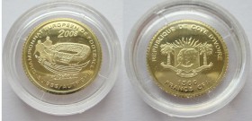 1500 Francs AV
Ivory Coast, 2007, European Football Championship 2008, Klagenfurt, Gold 917/1000
16 mm, 1 g
KM# 13