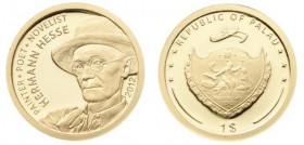 1 Dollar AV
Palau, Herman Hesse, 2012
Gold 999/1000
11 mm, 0,5 g