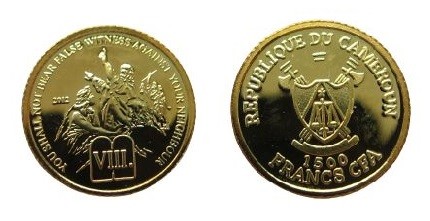 Cameroon, 1500 Francs CFA, Ten Commandments (VIII) (Gold 585/1000)
11 mm,  0,85...