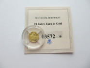 Medal AV
10 Years Euro, Gold 585/1000
11 mm, 0,5 g
