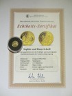 Medal AV
Sophie & Hans Scholl, Gold 999/1000
12 mm, 1 g
