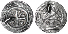 Czechia. Bohemia. Boleslav I. 929-967. AR Denar (17mm, 0.67g). Prague mint. +BOLEZLVDVX, cross, pellet in one angle, annulet in two angles and arrowhe...