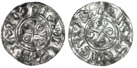 Czechia. Bohemia. Boleslav II 967 - 999. AR Denar (18mm, 0.79g). Prague mint. Cross with annulet in opposing angles, pellet in one angle, arrowhead in...