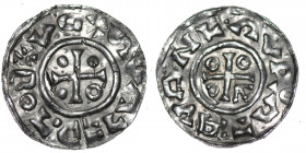 Czechia. Bohemia. Boleslav II 967 - 999. AR Denar (18mm, 0.87g) +BOLEZLVASXDV, cross with annulet in one angles and pellet in three angles / P[?]ATЯVA...