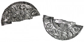 England. Aethelred II 978-1016. AR Half Penny (10mm, 0.75g). Crux type (BMC iiia, Hild. C). Uncertain mint; uncertain moneyer. Struck circa 991-997. +...