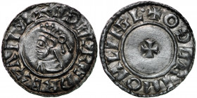 England. Aethelred II. 978-1016. AR Penny (19.5mm, 1.60g, 9h). Last Small Cross type (BMC i, BEH A). Lincoln mint; moneyer Authgrimr. Struck circa 100...