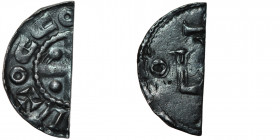 Germany. Cologne. Otto III 1000-1030. AR Half Denar (10mm, 0.58). Cologne mint. +OGGO[__]II, cross with pellets in each angle / S / OL[ONII] / [A], Co...