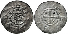 Germany. Saxony. Hermann 1059-1086. AR Denar (19mm, 0.91g). Jever mint. +[HE]REMO[N], crowned head facing / [+CE]HEREI, cross with pellet in each angl...