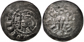 Germany. Diocese Bremen. Adalbert 1043-1066. AR Denar (19mm, 0.98g). Head left with scepter in front / Two keys, six pellets. Jesse 62 var; Dbg. 1777 ...