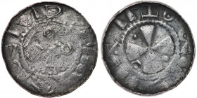 Germany. Meissen area. Ca 1050-1060. AR Denar (16mm, 0.94g). Uncertain mint. ETO AO / Cross of four wedges pellets in three angles, one with crescent....
