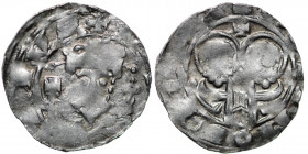 Germany. Saxony. Goslar. Heinrich IV 1056-1084. AR Denar (18mm, 0.95g). Goslar mint. +[REX HEINRC]IVS, crowned bust facing, cross tipped scepter right...
