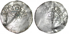Germany. Duchy of Saxony. Goslar. Otto III 983-1002. AR Denar (19mm, 1.26g). OTTO RX [____], head left / Cross in angels O D D O. Dbg. 1164; Hatz Typ ...