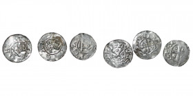 Germany (Group of three). Goslar. Saxony. Otto III 983-1002. AR Denar +DIIGRA+REX, short cross, in angels O D D O / ATEAHLHT, church facade. Dbg. 1167...