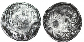 Germany. Münster. Ludolf Von Holte 1227-1248. AR Pfennig (14mm, 1.00). Sitting bishop, crosier right, model of church right / Head of Paulus. Ilisch 1...