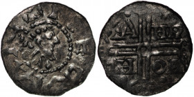 Germany. Hermann von Kalvelage 1020-1051. AR Denar (18mm, 0.70g). Emden mint. +NERIAN, diademed bust right / +A-HN-TH-OH, in two lines across field, c...