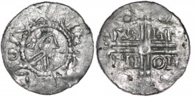 Germany. Hermann von Kalvelage 1020-1051. AR Denar (18mm, 0.65g). Emden mint. Diademed bust right / +A-HN-TH-OH, in two lines across field, cross void...