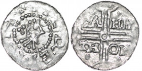 Germany. Hermann von Kalvelage 1020-1051. AR Denar (18mm, 0.62g). Emden mint. Diademed bust right / +A-HN-TH-OH, in two lines across field, cross void...